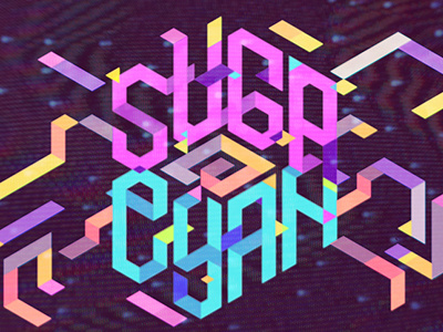 Suga Cyan colours isometric lettering
