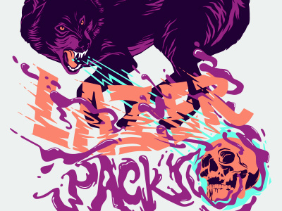Lazer Pack animals lettering psychedelic vector