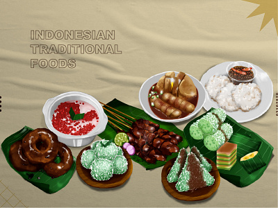 Indonesian Traditional food desserts digital art digital painting food illustration illustration illustrations layoutdesign