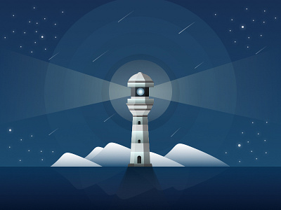 #009 - Lighthouse - The tears of St. Lawrence dailyui illustration lighthouse london sketch sky stars