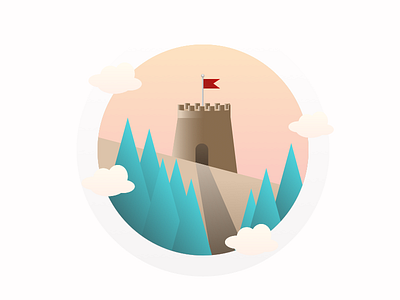 #019 - Castle castle dailyui forest illustration lanscape london red flag sketch ui