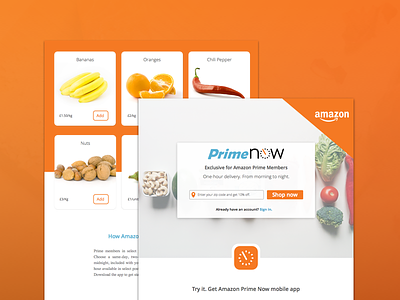 #021 - Amazon Prime Now Landing Page amazon prime amazon prime now dailyui ecommerce landing page london one page orange design ui ui design ux