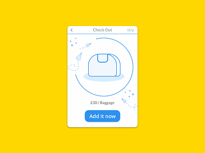 #024 - Check Out Baggage blue card check out flight line icon london shopping uicard uidesign