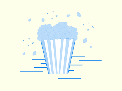 #027 - Popcorn blue food icon line illustration london popcorn ui uidesign