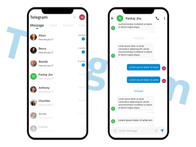 Telegram Redesign Concept challenge chatapp concept design designconcept light theme mobile app mobile ui redesign telegram uidesign uiux uplabs