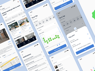 Spacely Co-Working booking co working space concept design light theme mobile app mobile ui uidesign