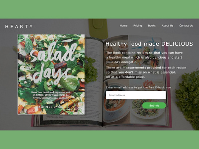 Landing Page Daily UI- 003 cookbook dailyui health healthy eating landing page uidesign uiux uxdesign