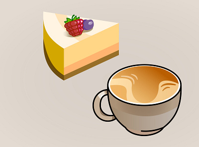 Coffee and cheesecake design flat food illustration vector