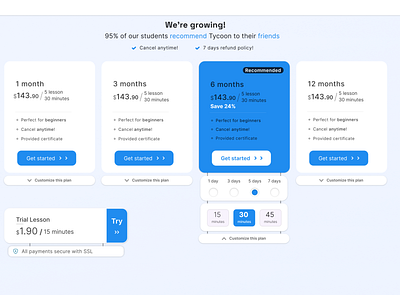 Pricing Page best practices cards creative customize design designer figma online education plans typography ui ux website