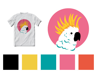 Cockatoo T-Shirt Design adobe illustrator animal illustration bright colors cockatoo graphicdesign halftone illustration limited colour palette t shirt design t shirt illustration vector illustration