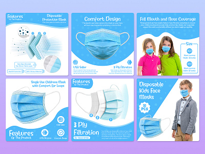 Kids face Masks Amazon Listing image amazon branding brochure design graphic design infographic infographic design