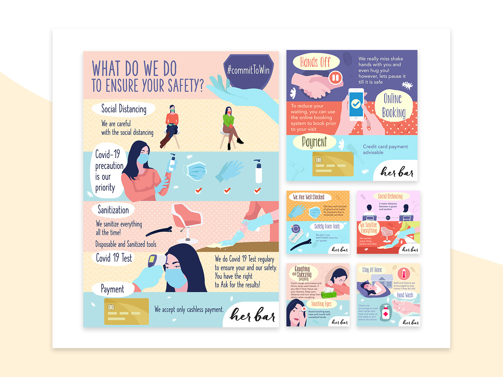 Infographic for safety guide on hair salon by sisti handayani on Dribbble