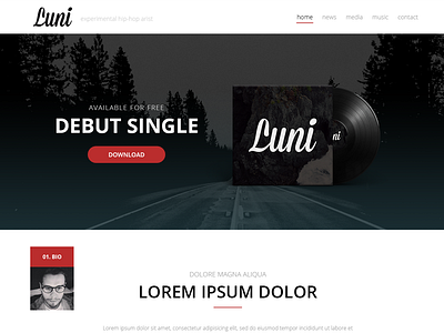 Luni Web Design artist header hero hip hop lewisainslie lewwis logo vinyl web web design