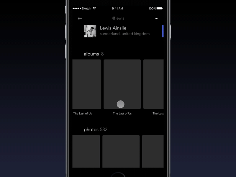 Profile Page iOS app ios material personal photomode profile ui ux