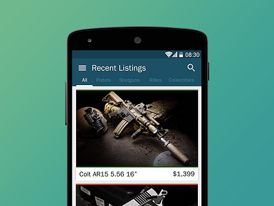 North Bridge Firearms App Homepage app bridge design firearms homepage lollipop material north ui ux