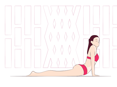yoga girl.5 body color colorful flat flat illustration girl health illustration line lineart ornament pink sport yoga yoga pose