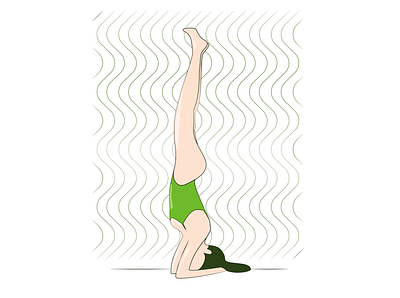 yoga girl.4 body design flat flat illustration girl green healthy illustration line lineart meditation sport vector yoga yoga pose