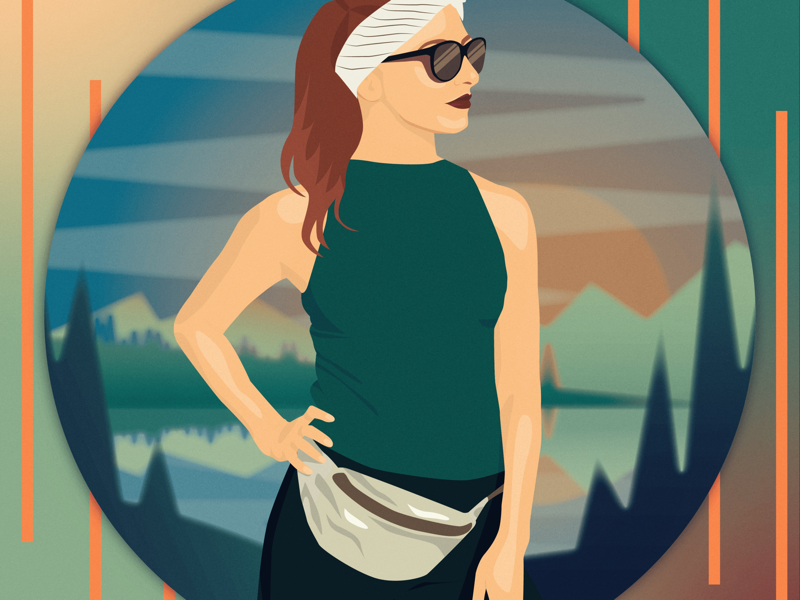 Flat avatar for my festival friend sunset ai vector illustrator green lake design flat fest