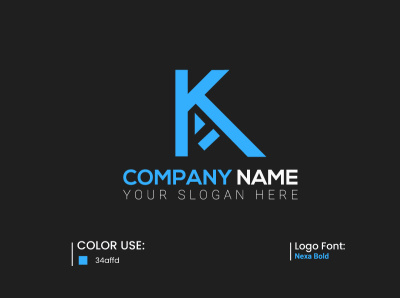 K A Letter logo agency brand brand identity branding design clean logo colors company logo fresh logo graphic logodesign organic photoshop shape logo text logo