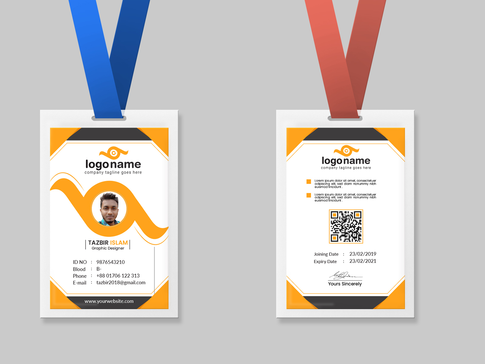 Employee id card vertical template free download - maiocheck