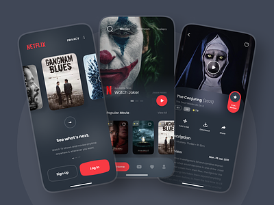 Netflix App app cinema clean ui dark design minimal mobile mobile app movie movie app movies netflix netflix app product design series streaming tv series tv shows ui ux