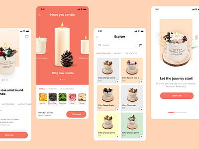 Candle shopping app app candle design figma ui