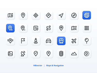 Maps and Navigation Icon Set app design icon line ui