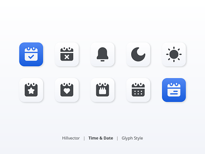 Time and Date Icon Set | Glyph Style design glyph icon ui