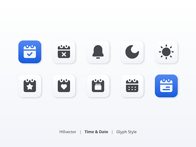 Time and Date Icon Set | Glyph Style