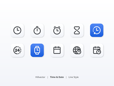 Time and Date Icon Set | Line Style