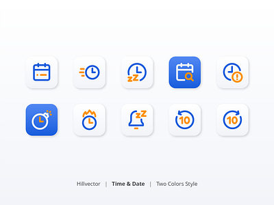 Time and Date Icon Set | Two Colors Style design duotone icon ui
