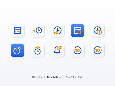 Time and Date Icon Set | Two Colors Style