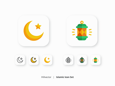 Islamic Icon Set | 3 Style Preview arab design eid filled line flat icon icon set islam islamic line ramadan