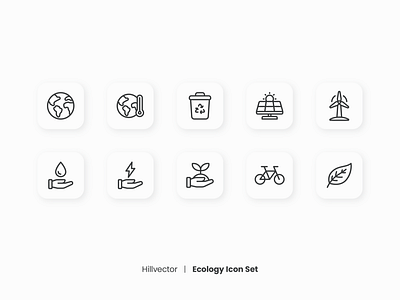 Ecology Icon Set | 2 climate change design earth ecology environment forest green green energy icon icon set line nature no plastic recycle save earth sustainable ui
