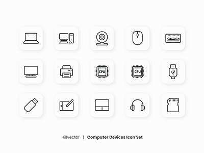 Computer Devices Icon Set | 2 computer design desktop device devices electronics gadget hardware icon icon set laptop line pc ui