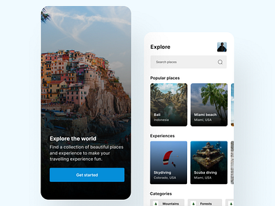 Travel App appdesign blue travel uidesign visual design