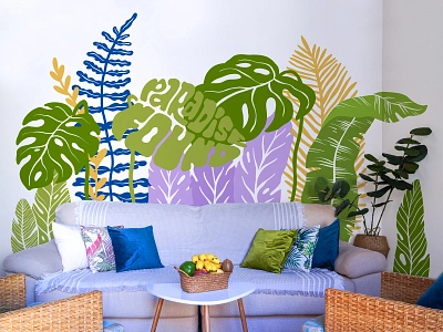 Home Garden dribbble dribbbleweeklywarmup garden home homedecor homemural illustration leaves lettering mural mural design muralart muralist paradise tropical tropical leaves typogaphy weekly challenge weekly warm up weeklywarmup