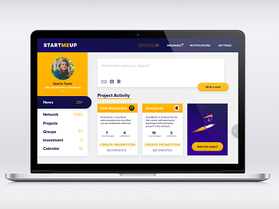 StartMeUp: Social Network Concept design ui web