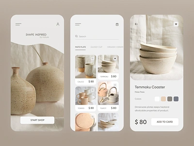 Organic Ceramic app app design app ui apparel design designer minimal mobile shop typography ui ux web