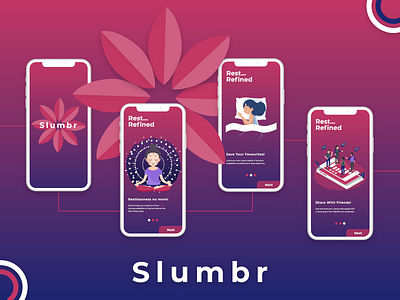 Slumbr Mobile Onboarding UI app colour palette design minimal mobile app mobile design mobile ui ui uidesign uxdesign