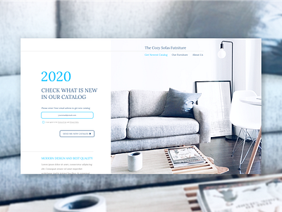 Furniture Manufacturer Landing Page blue clean clear design email furniture furniture store furniture website homepage landing landing page landing page design landingpage minimal modern photos simple web webdesign website