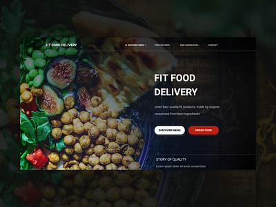 Fit Food Delivery Homepage catering dark design food green homepage modern photography pizza red web webdesign website