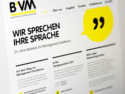 BVM grid layout minimal simple typography website yellow