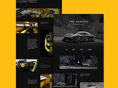 Koenigsegg Gemera website concept Pt. 1 black and orange car cars dark ui gemera interior koenigsegg longread main page minimalist design sf pro display ui ux video