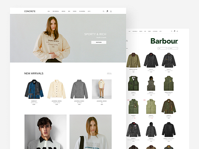 CONCRETE - online clothing store concept. Pt. 1 brand catalog design clothing store main page minimalistic online store ui ux white