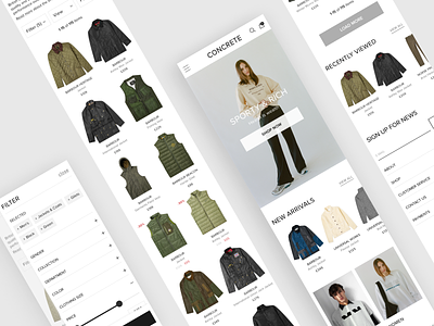 CONCRETE - online clothing store concept. Pt. 2 adaptive design casual catalog clothing store filter ui minimalistic mobile online store responsive design ui ux