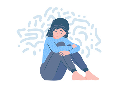 Anxiety 2d anxiety character dribbble flat girl illustration vector woman
