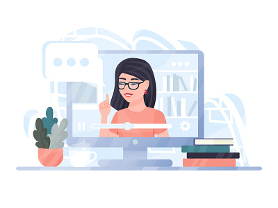 Online education 2d business design dribbble flat girl illustration knowledge training vector woman