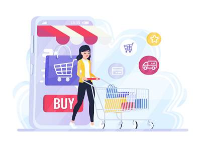 Online Shopping 2d business design dribbble flat illustration payment vector woman