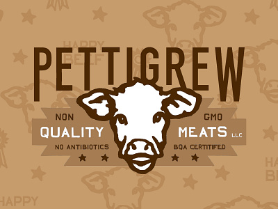Logo Idea for Pettigrew Quality Meats LLC animal beef brand identity branding cattle country cow fun logo logotype pattern quirky range texas whimsical